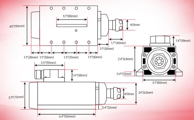 2.2kw ER20 CNC Spindelmotor-Kit Luftgek&uuml;hlt F&uuml;r CNC-Maschine 1