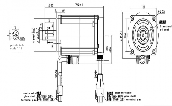 CNC-Controller AC Servo Motor Kit 3000 Rpm 64Ncm 200W 17 Bit Magnetischer Encoder 1